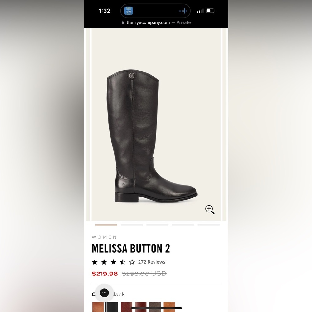 FRYE Melissa Button 2 Black Boots